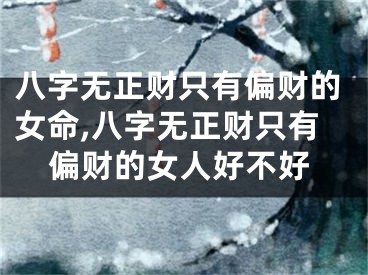 八字无正财只有偏财的女命,八字无正财只有偏财的女人好不好