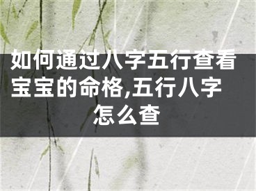 如何通过八字五行查看宝宝的命格,五行八字怎么查