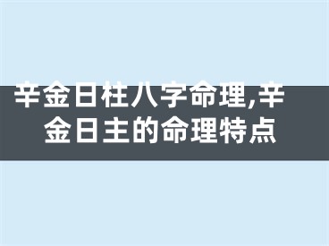 辛金日柱八字命理,辛金日主的命理特点