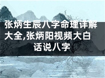 张炳生辰八字命理详解大全,张炳阳视频大白话说八字