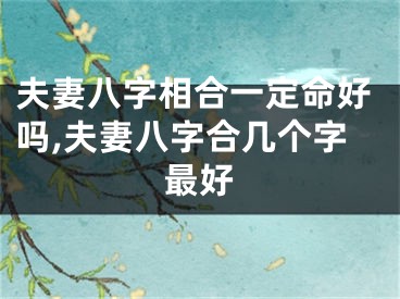 夫妻八字相合一定命好吗,夫妻八字合几个字最好
