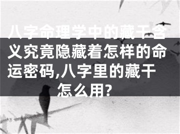 八字命理学中的藏干含义究竟隐藏着怎样的命运密码,八字里的藏干怎么用?