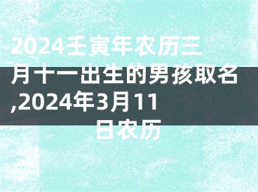 2024壬寅年农历三月十一出生的男孩取名,2024年3月11日农历