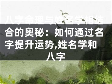 八字命理与姓名学相结合的奥秘：如何通过名字提升运势,姓名学和八字