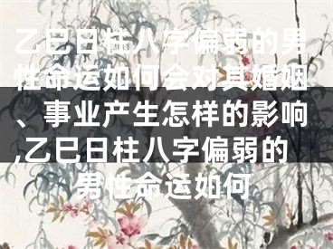 乙巳日柱八字偏弱的男性命运如何会对其婚姻、事业产生怎样的影响,乙巳日柱八字偏弱的男性命运如何