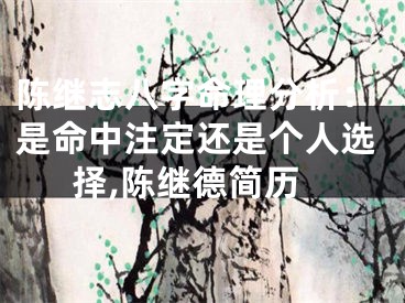 陈继志八字命理分析：是命中注定还是个人选择,陈继德简历