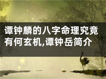 谭钟麟的八字命理究竟有何玄机,谭钟岳简介