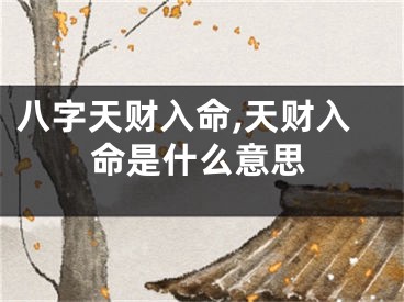 八字天财入命,天财入命是什么意思