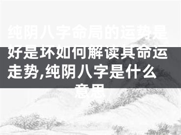 纯阴八字命局的运势是好是坏如何解读其命运走势,纯阴八字是什么意思