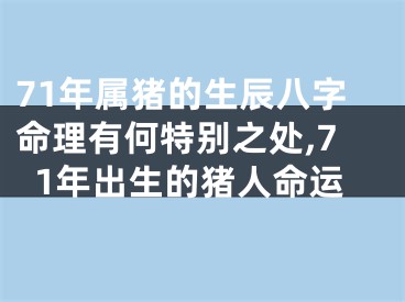 71年属猪的生辰八字命理有何特别之处,71年出生的猪人命运