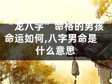 “龙八字”命格的男孩命运如何,八字男命是什么意思