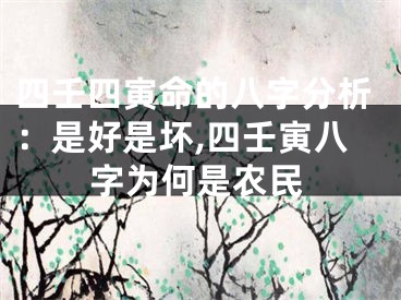 四壬四寅命的八字分析：是好是坏,四壬寅八字为何是农民