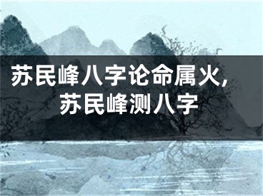 苏民峰八字论命属火,苏民峰测八字