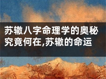 苏辙八字命理学的奥秘究竟何在,苏辙的命运