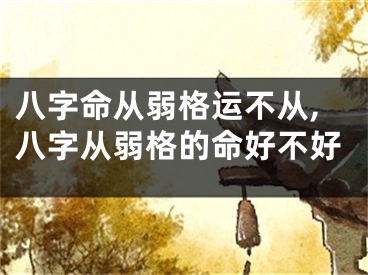八字命从弱格运不从,八字从弱格的命好不好
