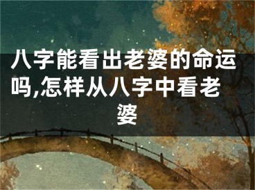 八字能看出老婆的命运吗,怎样从八字中看老婆