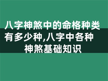 八字神煞中的命格种类有多少种,八字中各种神煞基础知识