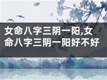 女命八字三阴一阳,女命八字三阴一阳好不好