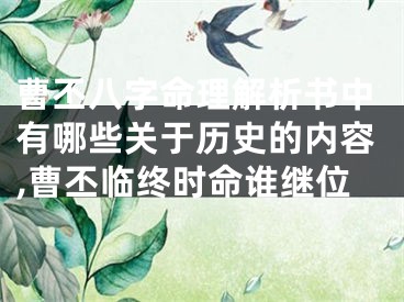 曹丕八字命理解析书中有哪些关于历史的内容,曹丕临终时命谁继位