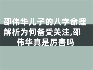 邵伟华儿子的八字命理解析为何备受关注,邵伟华真是厉害吗