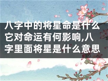 八字中的将星命是什么它对命运有何影响,八字里面将星是什么意思