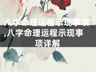 八字命理运程示现事项,八字命理运程示现事项详解