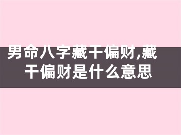 男命八字藏干偏财,藏干偏财是什么意思