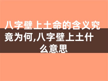 八字壁上土命的含义究竟为何,八字壁上土什么意思