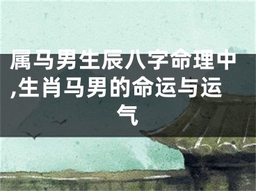 属马男生辰八字命理中,生肖马男的命运与运气
