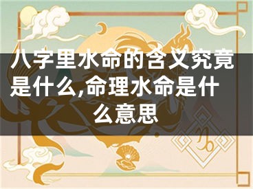 八字里水命的含义究竟是什么,命理水命是什么意思