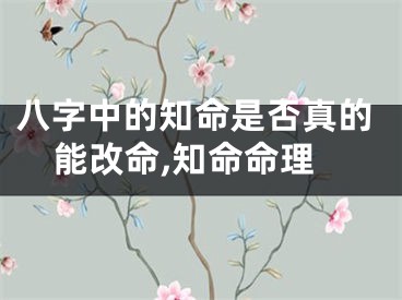 八字中的知命是否真的能改命,知命命理