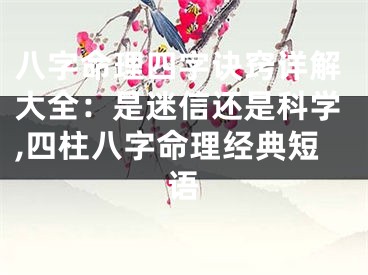 八字命理四字诀窍详解大全：是迷信还是科学,四柱八字命理经典短语