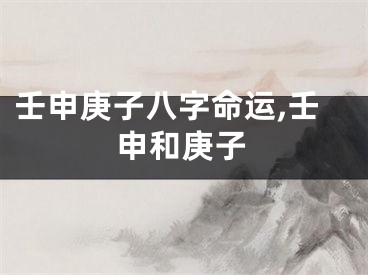 壬申庚子八字命运,壬申和庚子