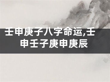 壬申庚子八字命运,壬申壬子庚申庚辰