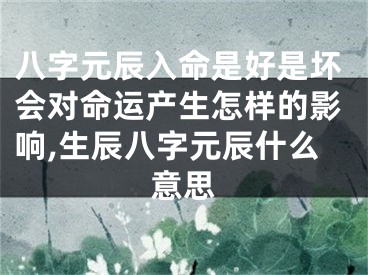 八字元辰入命是好是坏会对命运产生怎样的影响,生辰八字元辰什么意思