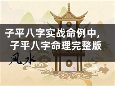 子平八字实战命例中,子平八字命理完整版
