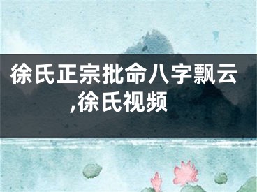 徐氏正宗批命八字飘云,徐氏视频