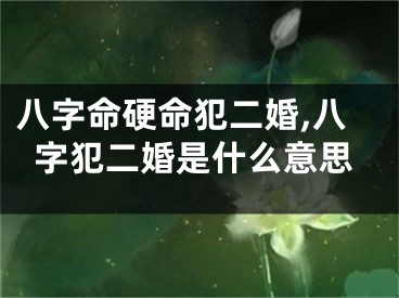 八字命硬命犯二婚,八字犯二婚是什么意思