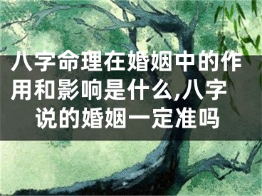 八字命理在婚姻中的作用和影响是什么,八字说的婚姻一定准吗