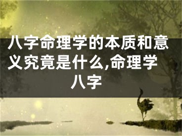 八字命理学的本质和意义究竟是什么,命理学 八字