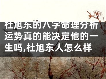 杜旭东的八字命理分析运势真的能决定他的一生吗,杜旭东人怎么样