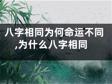 八字相同为何命运不同,为什么八字相同