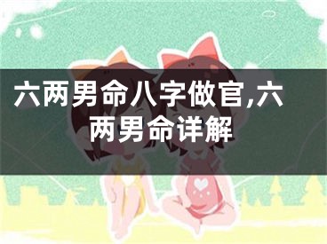 六两男命八字做官,六两男命详解