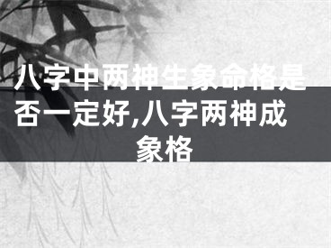 八字中两神生象命格是否一定好,八字两神成象格
