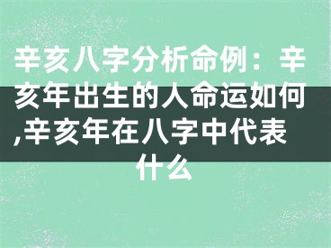 辛亥八字分析命例：辛亥年出生的人命运如何,辛亥年在八字中代表什么