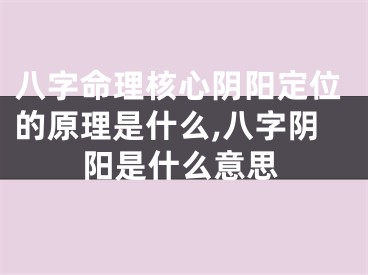 八字命理核心阴阳定位的原理是什么,八字阴阳是什么意思