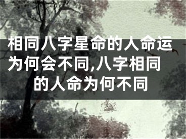 相同八字星命的人命运为何会不同,八字相同的人命为何不同
