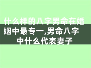什么样的八字男命在婚姻中最专一,男命八字中什么代表妻子
