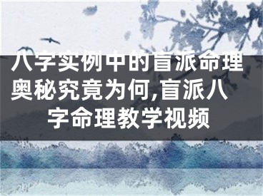 八字实例中的盲派命理奥秘究竟为何,盲派八字命理教学视频