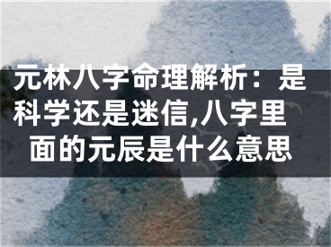 元林八字命理解析：是科学还是迷信,八字里面的元辰是什么意思